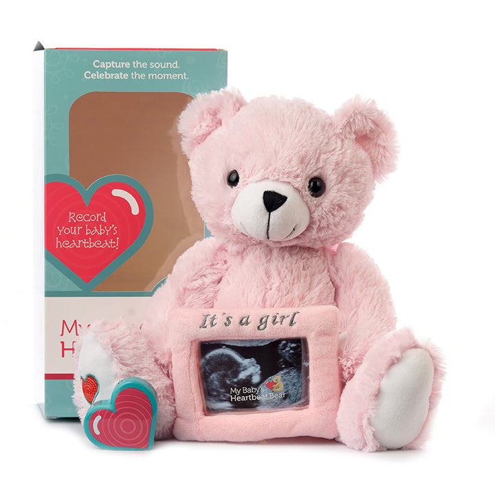 Pink Gender Reveal Bear My Baby's Heartbeat Bear